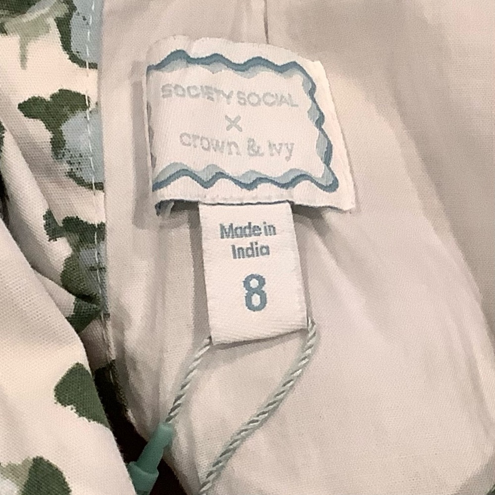 Crown & Ivy x Society Dress Cabana Off White and Green Maxi 100% Cotton NEW - Picture 8 of 13